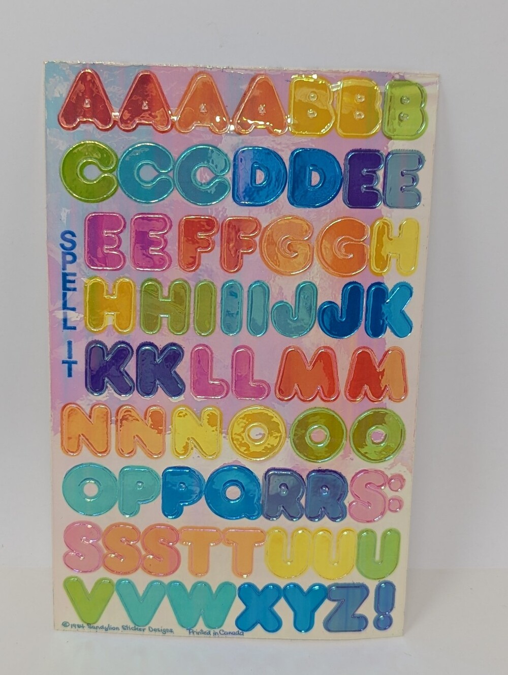 Sandylion Stickers Vintage Alphabet Pastel Rainbow Sheet